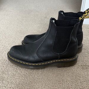 Dr. Martens Black Chelsea Boots with Yellow Accents